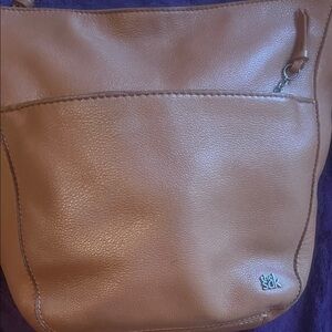 The Sak Tan Shoulder Bag with Front Zip Pocket